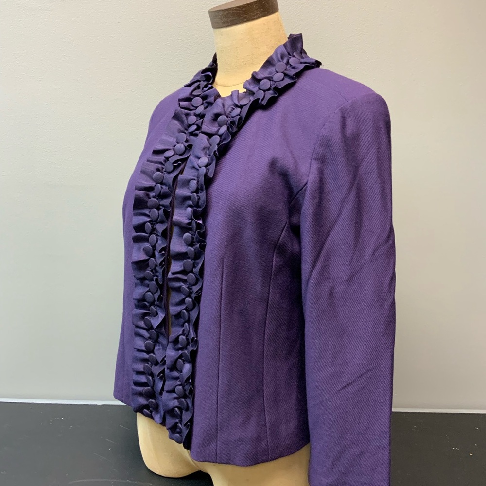 Purple Ruffled Women's Jacket - Picture 4 of 8